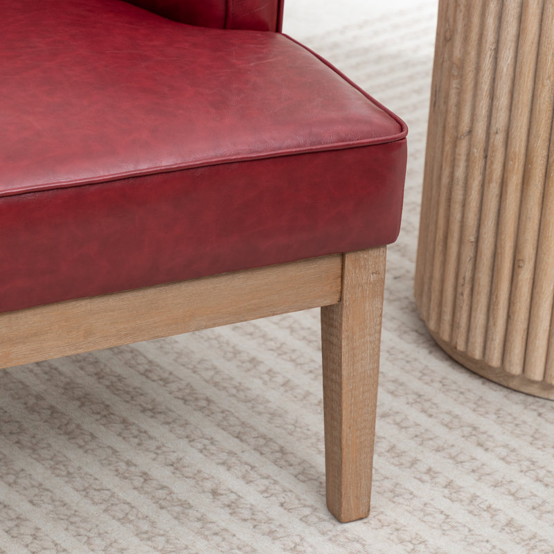Fauteuil demi-tonneau rembourré Ezra, Claret