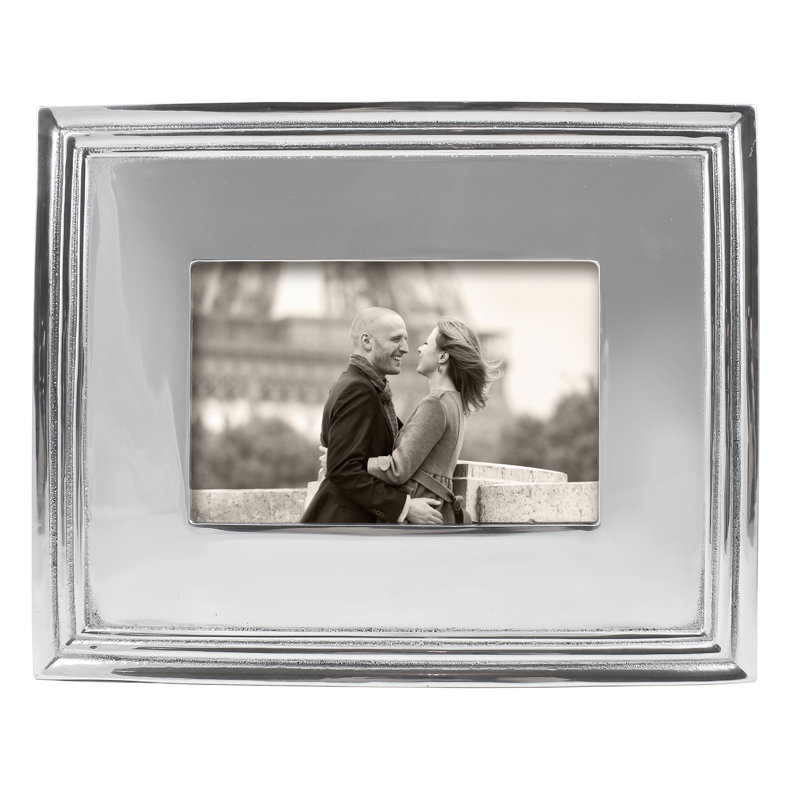 Classic Silver Metal Beveled Picture Frame, 8" H x 10" W