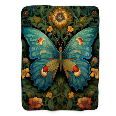 Vintage Butterfly - 1 Piece Premium Sherpa Blanket