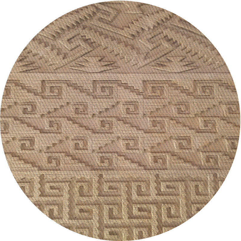 Tapis zone beige à motifs Hessie, Rond 3 pi