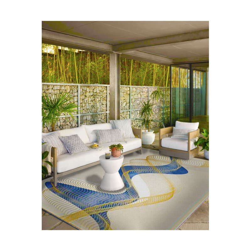 Tapis à motif tissé à rayures Modern Modern, Sous-tapis carré 3 pi 11 po inclus