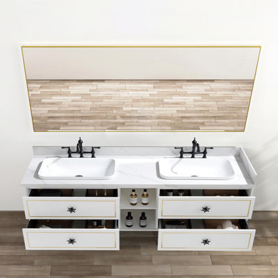 Wall Mount Fits Double Sink Bathroom Vanity - Base Only (Top Not Included)