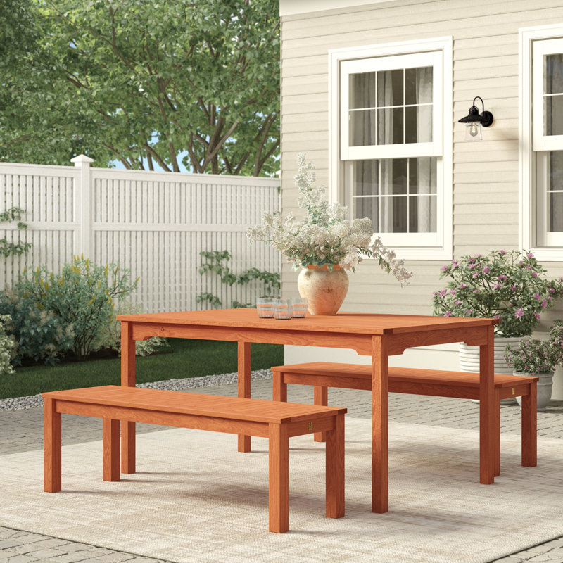 Alyisa 4 - Person Wood Patio Dining Set with Rectangular Table