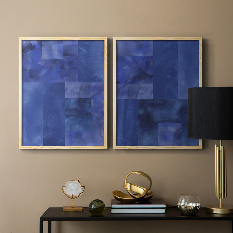 Impression encadrée bleue «I Premium» - prête à être accrochée - aucun clou requis - aucun clou requis, H 11 po x l 18 po