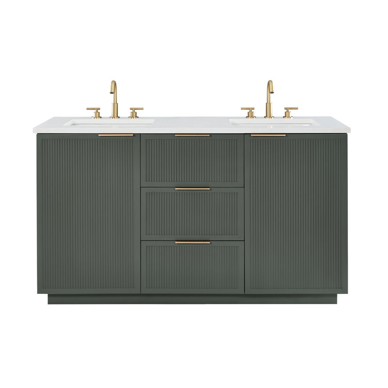 Aderyn 60" Double Vanity, Vintage Green/Brushed Bronze