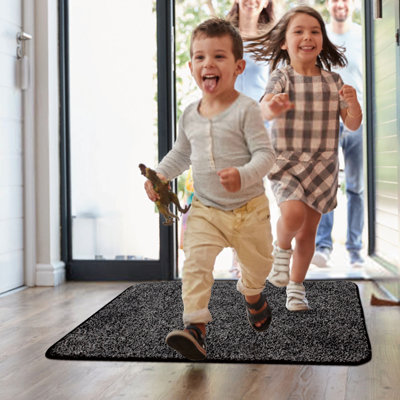 Walensee 32"x48" Black Indoor Doormat, Machine Washable Non Slip Entryway Rug, Low Profile Dirt Trapper Absorbent Floor Mat For Front Door Entrance