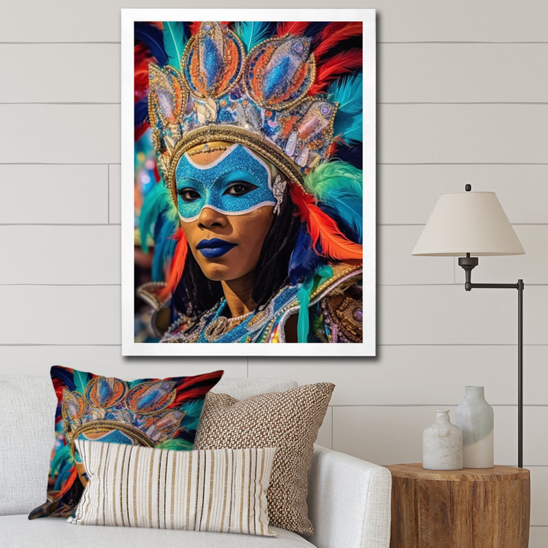«New Orleans Mardi Gras Celebrations V», reproduction sur toile, H 40 po x l 30 po x P 1,5 po, Cadre photo blanc