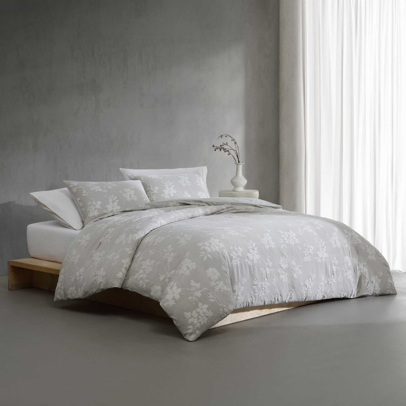 Ensemble de housse de couette Calvin Klein, Rayé blanc, Housse de couette pour grand lit et 2 taies décor