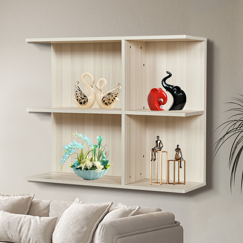 Armoire latérale murale à panneau ouvert noyer L 36 po x H 29,9 po x P 11,8 po, Blanc