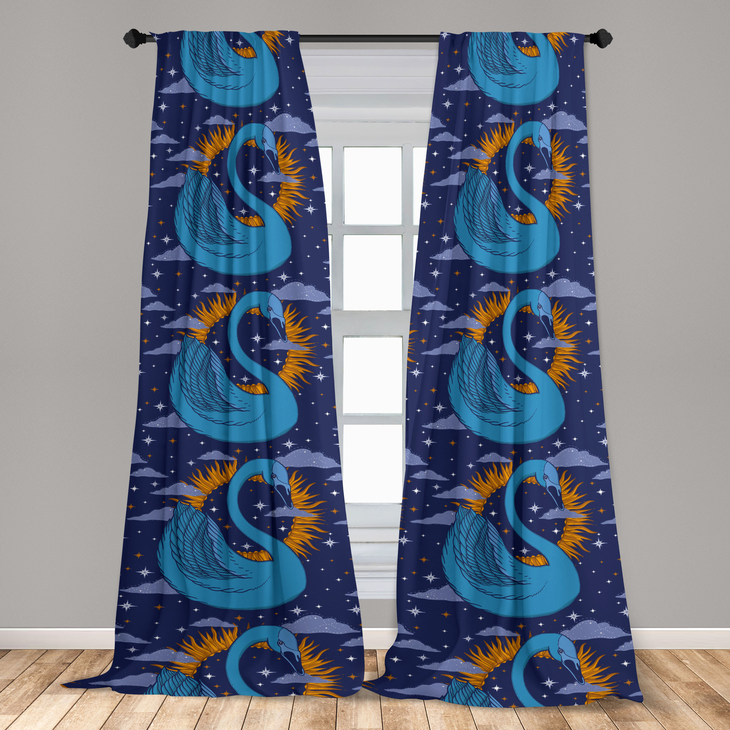 3D Lake Swans 11 Curtains Drapes