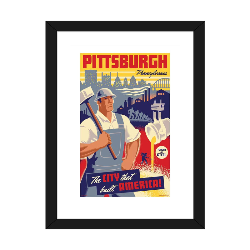 Affiche de voyage Pittsburgh Steel Worker par Jim Zahniser-impression d’art graphique, Blanc, H 24 po x l 16 po x P 1 po