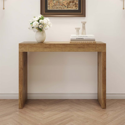 Elegant Natural Wood Grain Bar Table-50 Inches Long, a Practical Choice for Modern Homes with Two Drawers and Versatile Use