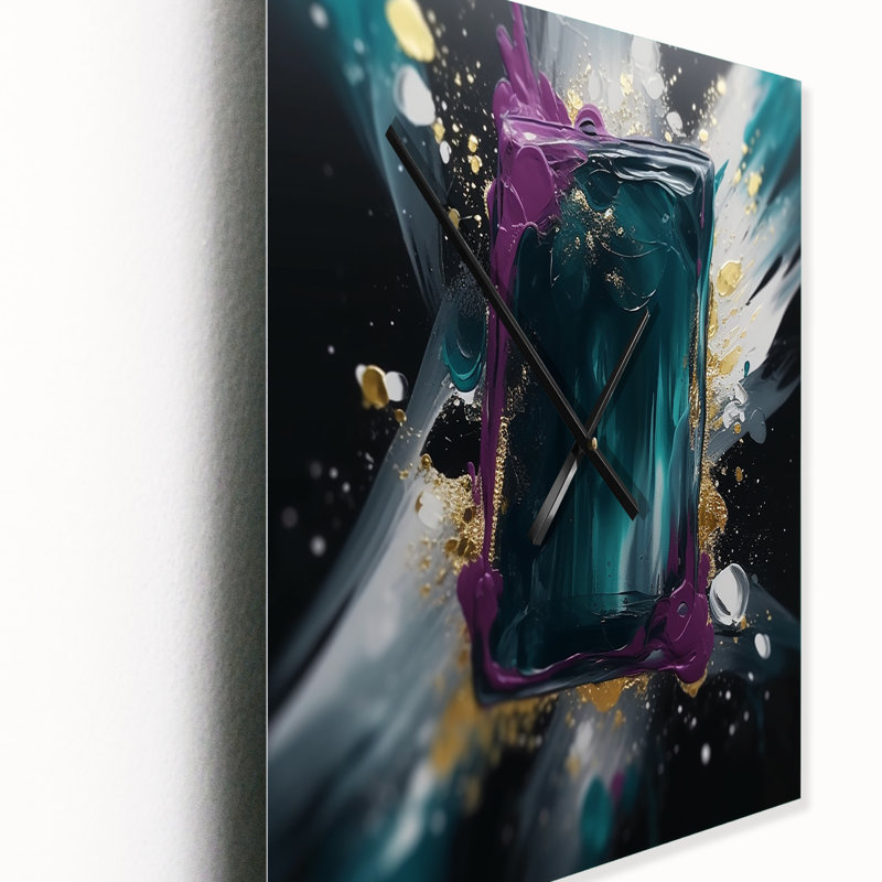 Janautica - Peinture abstraite horloges murales, H 40 po x l 30 po x P 1 po