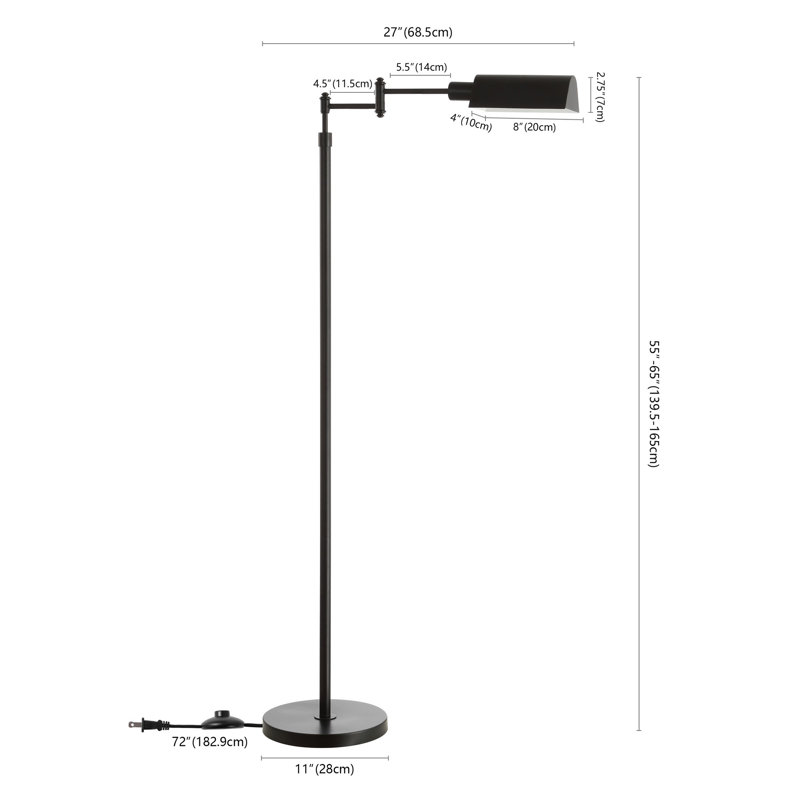 Finbar 65'' Black Task Floor Lamp