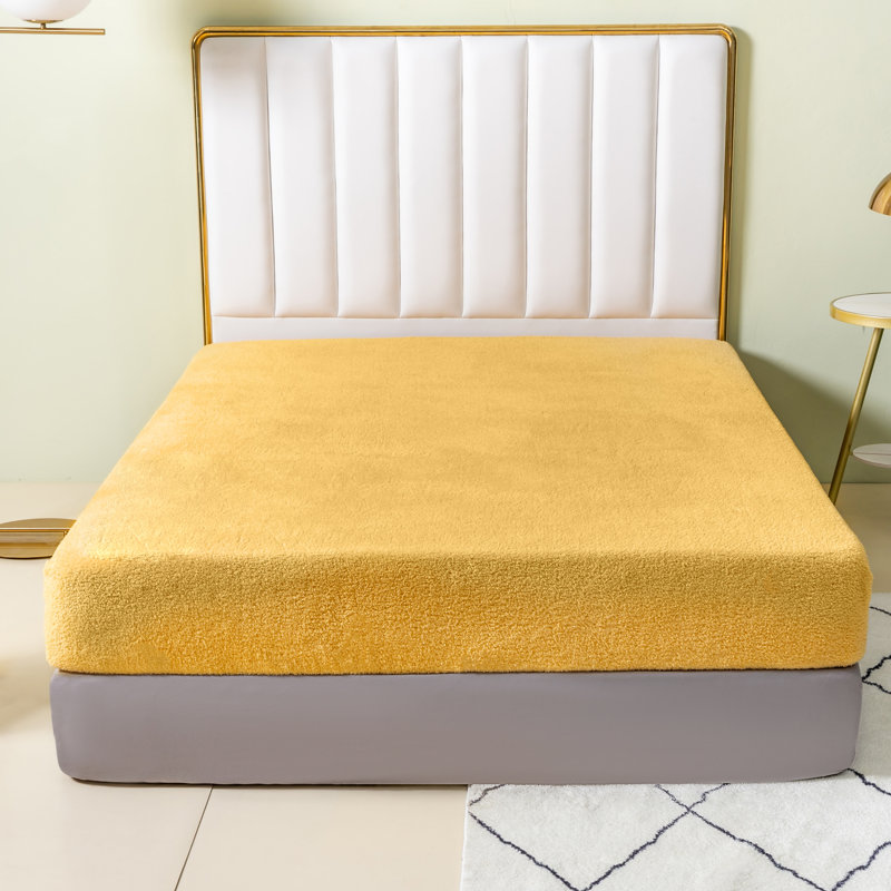 Teddy Fleece Fitted Sheet, Ochre, Double (4'6)