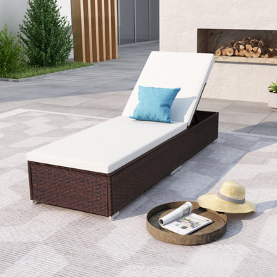 Outdoor Powder Coated Steel Single chaise with Cushions