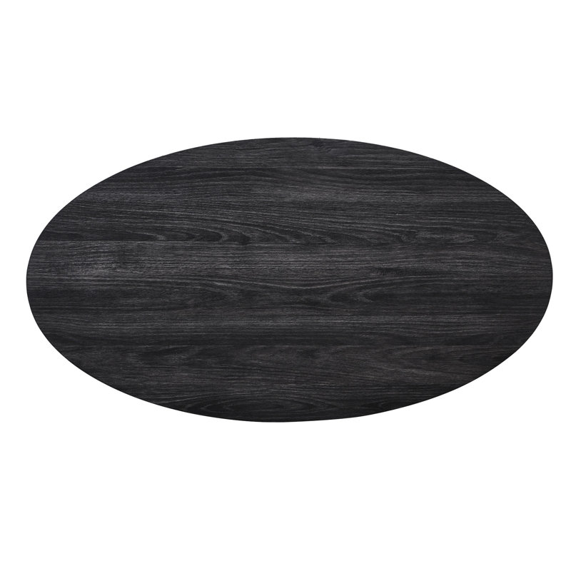 Contemporary Charcoal Wood Shelf Coffee Table With Stylish Design Oval And Stability, 19.19" H x 25.29" L x 46.92" W