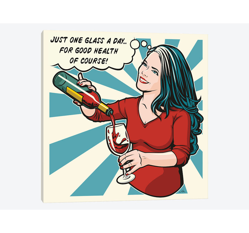 «One Glass a Day», impression sur toile, H 18 po x l 18 po x P 1,5 po, Toile tendue, Pas de tapis