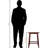 Margot Fan Shape Counter Stool in Walnut Finish, 23.62'' H X 19.55'' W X 14.29'' D