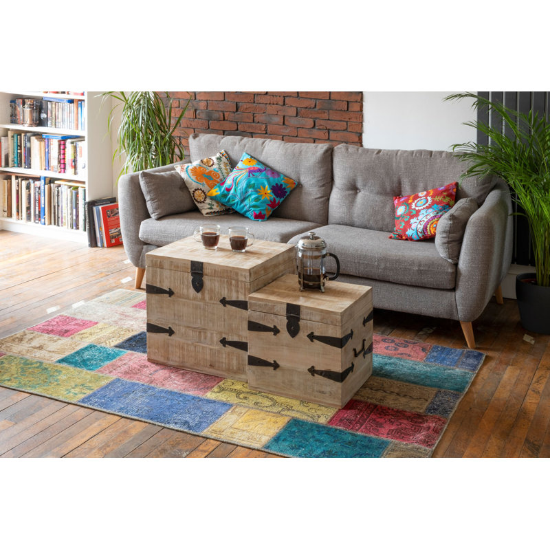 Templeton Solid Wood Block Side Table Set
