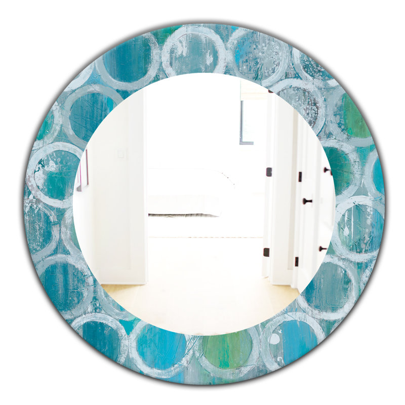 Cercle bleu naturel - miroir moderne, H 23,6 po x l 23,6 po