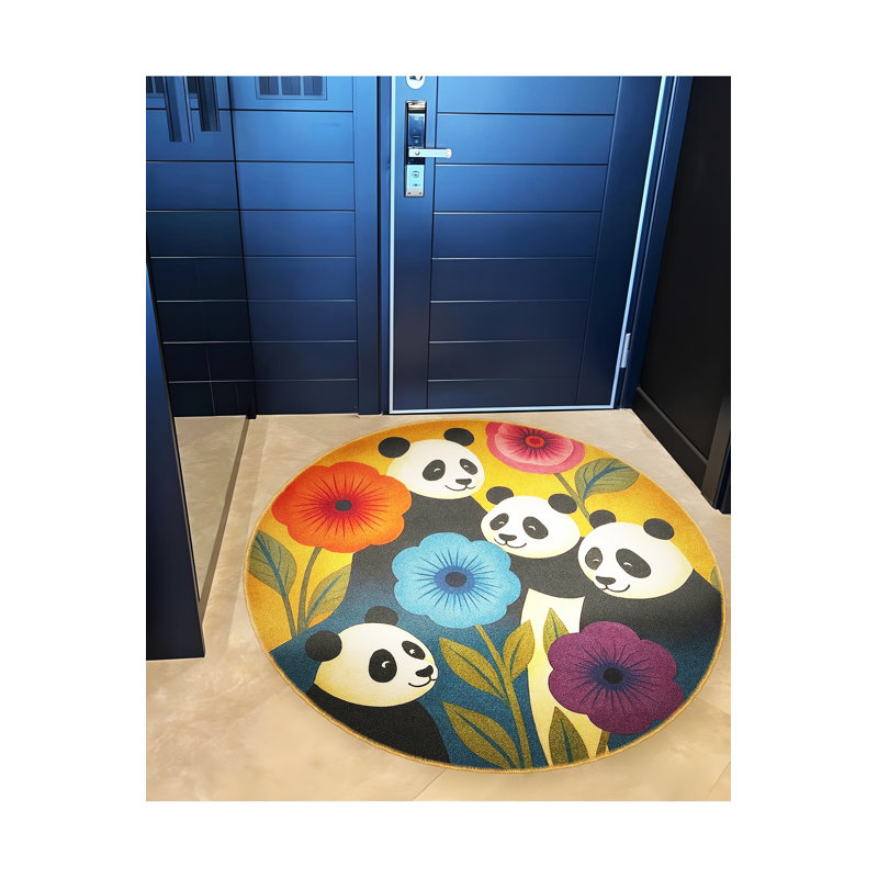 Tapis brun tissé à motif floral lavable Mosso, 2'6" x 2'6"