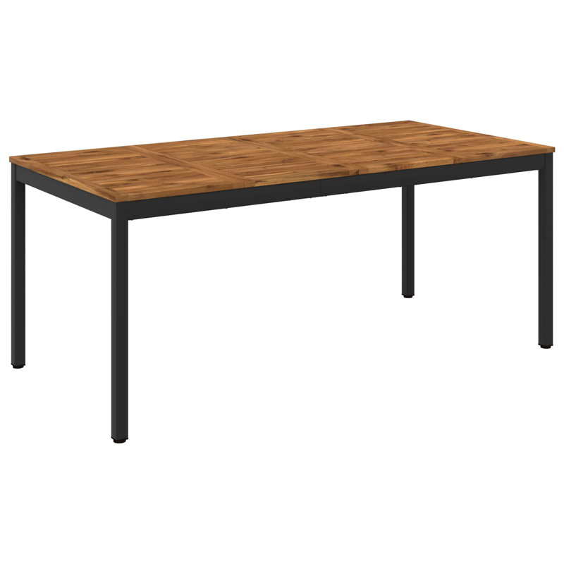 Acacia Metal Base Dining Table, Brown, Black, 75cm H x 180cm W x 88.5cm D