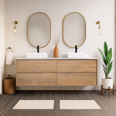Meuble-lavabo mural 72 po avec lavabo vasque rectangulaire 72 po