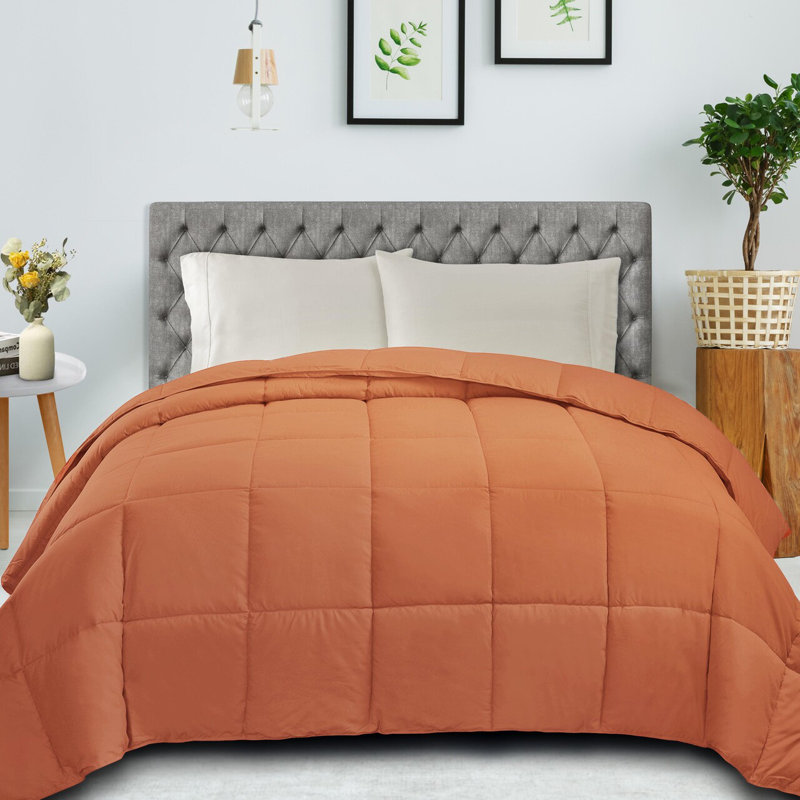 Classic All Season Reversible Medium Weight Hypoallergenic Down Alternative Comforter, Dusty Orange