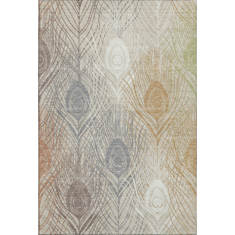 Premium Machine Washable Mayfield AMF2273 Floral Rug, Beige, 2'6" x 3'10"
