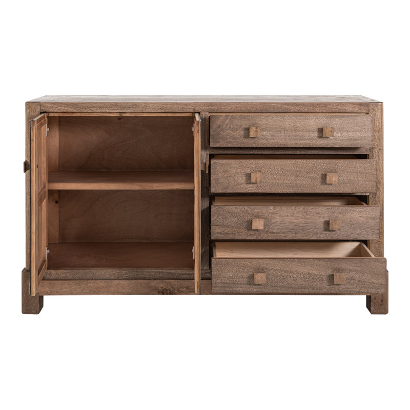 Console à 4 tiroirs et 2 portes, Marron clair