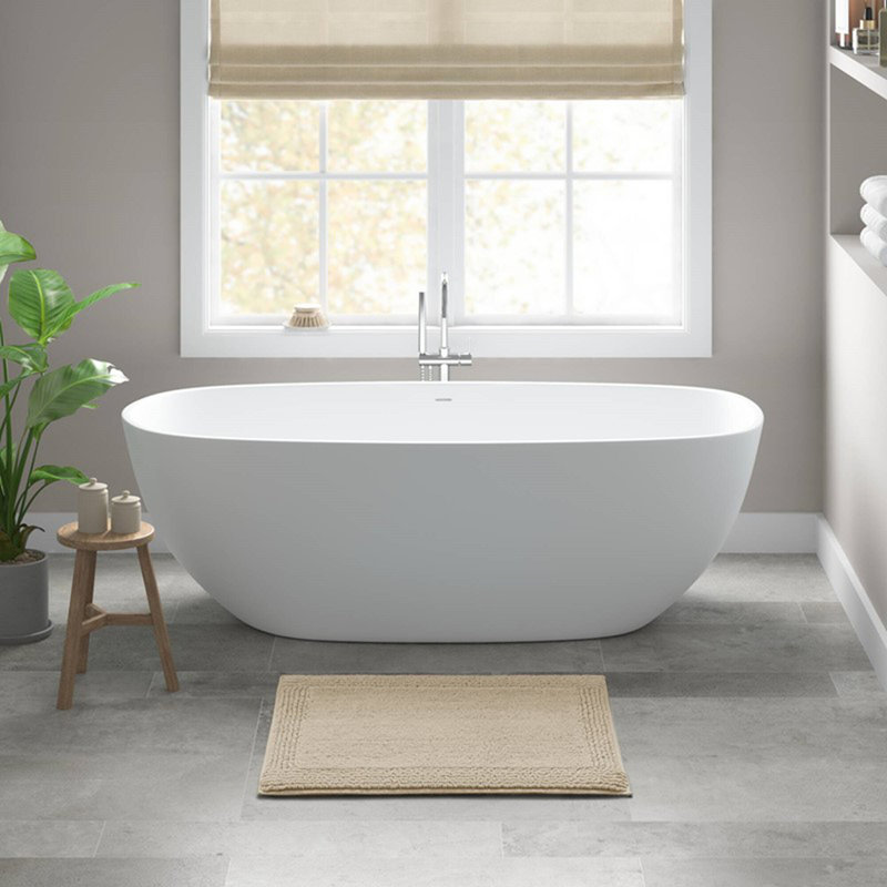 Tapis de bain réversible 100% coton touffeté 3000 g / m², Naturel, Simple - L 44 po x l 24 po