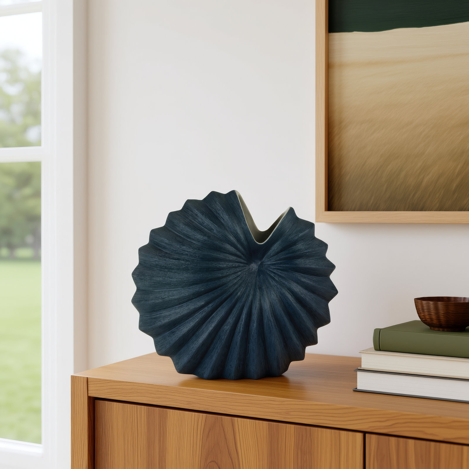 Blue Water Shell Porcelain Vase