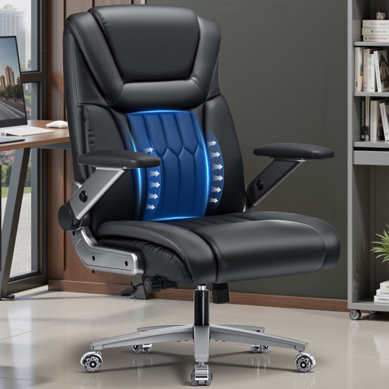 Grande et grande chaise de bureau 500 lb avec support lombaire réglable et accoudoirs rabattables 4D, sièges de direction ergonomiques très larges pour personnes lourdes