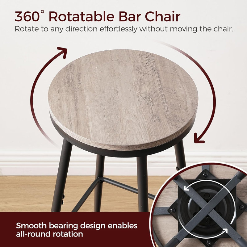 Swivel Bar Stools With Footrest For Kitchen Islands, Effortless 360° Rotation And Retro Design For Enhanced Comfort And Style
