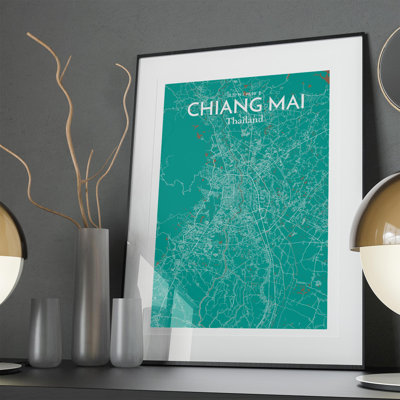 Chiang Mai City Map in Nature 1 Piece Wall Art
