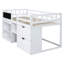 Lit mezzanine bas avec bureau roulant, tablette et tiroirs