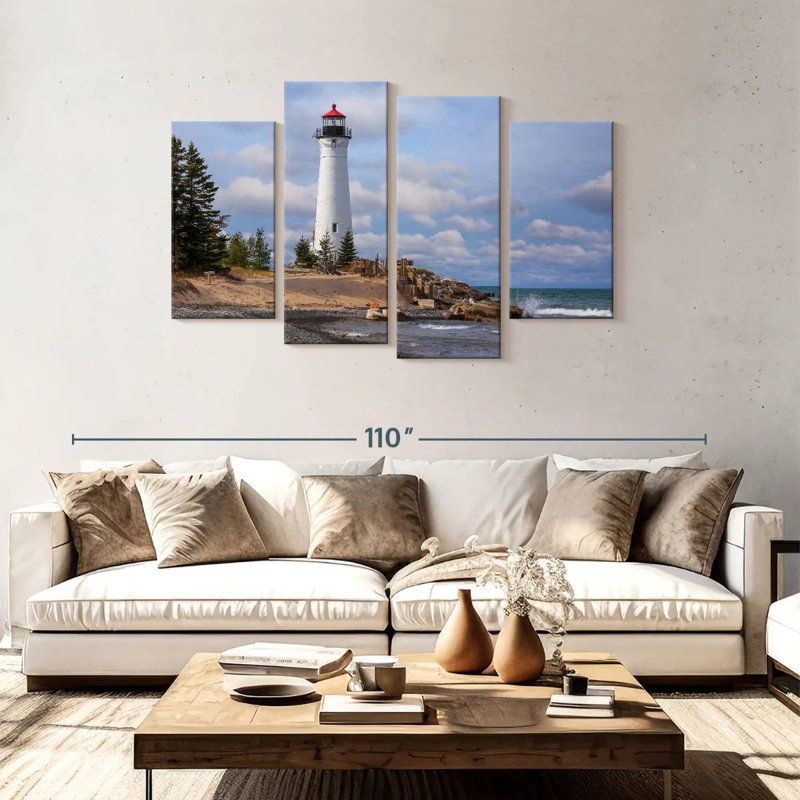 Scenic crisp point lighthouse Aletra, H 48 po x l 75 po
