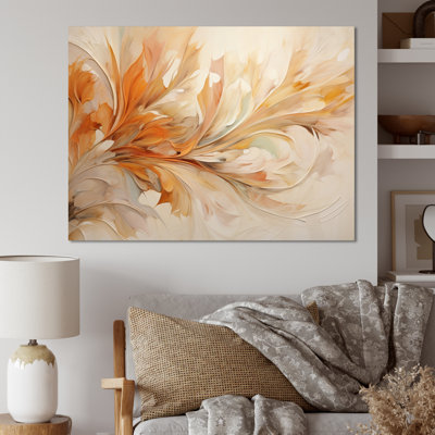 " Beige Yellow Whirling Leaves I "