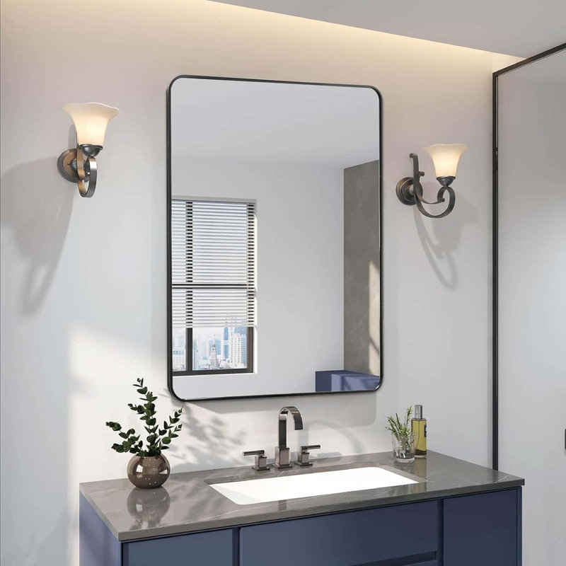 Miroir mural pour salle de bain, Noir