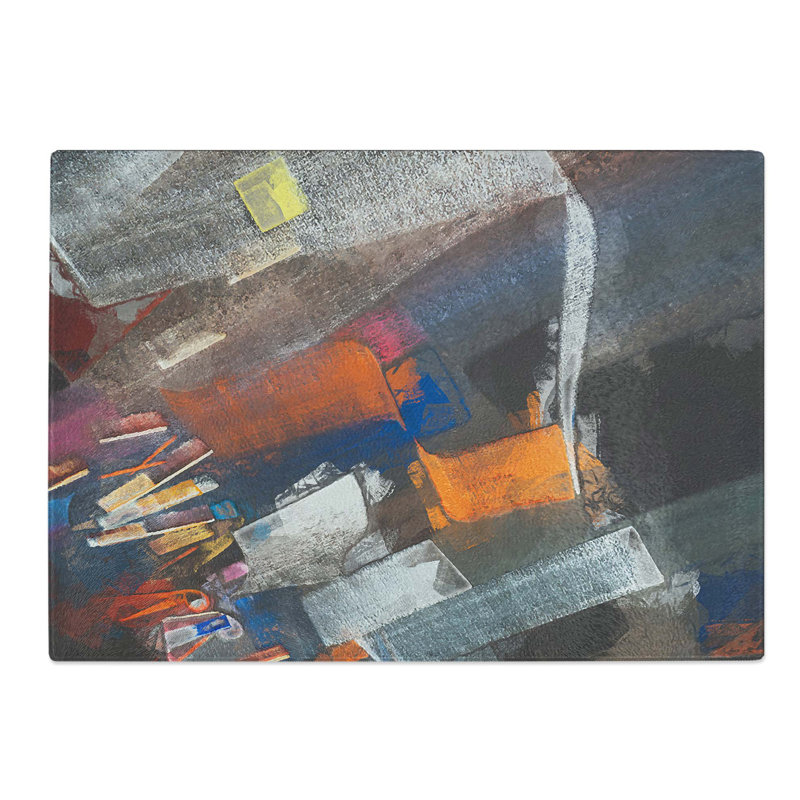 Tempered Glass Strokes of Colour Chopping Board, 39 cm W x 28.5 cm L