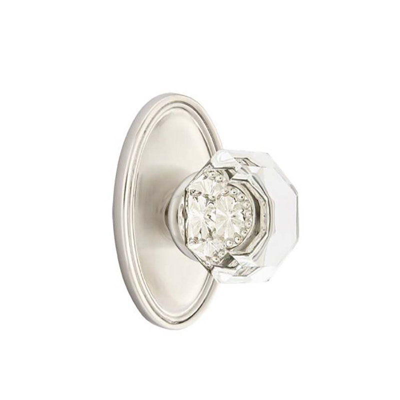 Ensemble de boutons de passage Emtek avec bouton ovale Roestte et Old Town, Nickel satiné