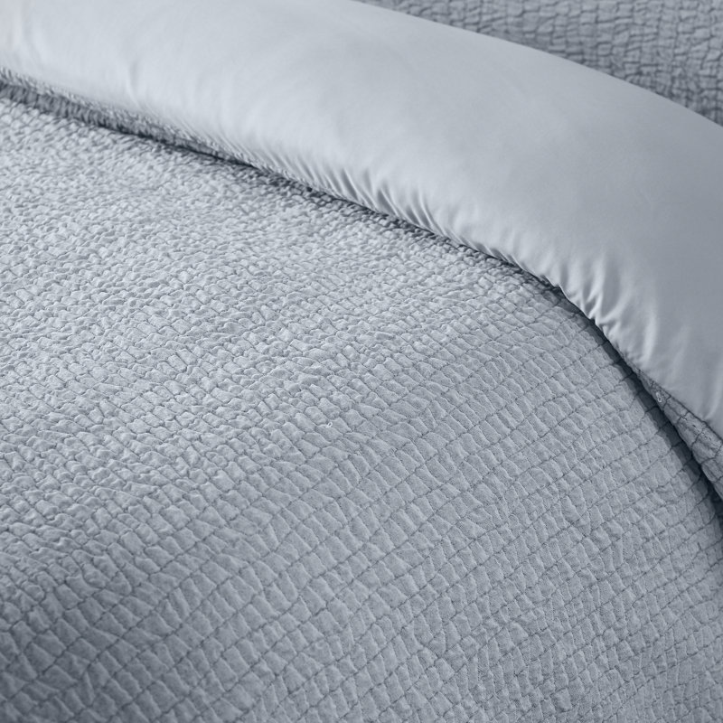 Crinkle Seersucker Duvet Cover Set, Blue, King