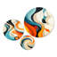 «Cosmic Dance of colours - Orange Abstract», reproduction d'art murale en métal 3 pièces