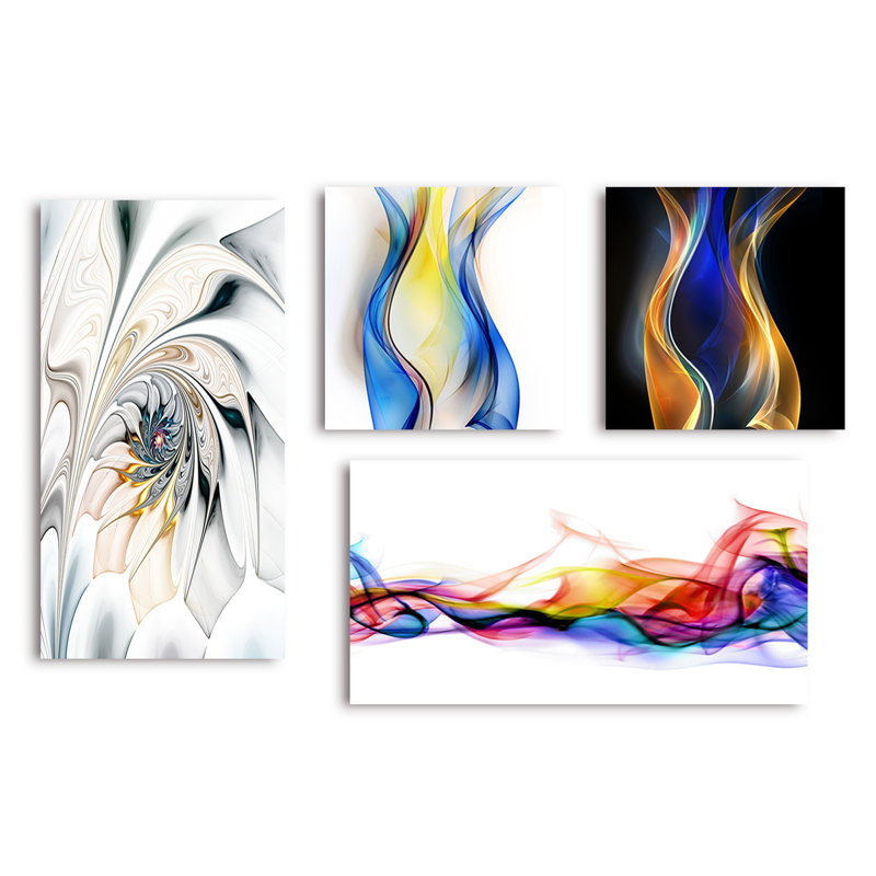 " White Collection Abstract " 4 - Pieces