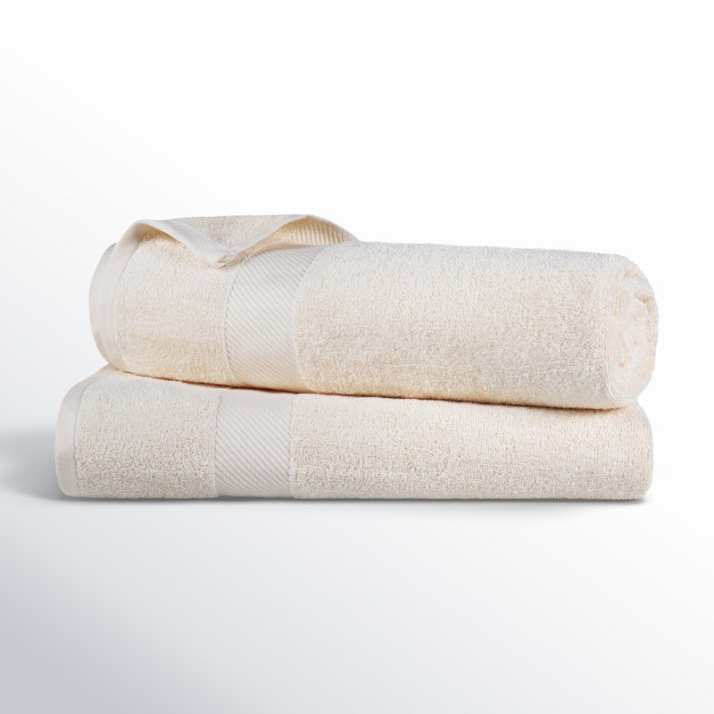 Rei Certified Egyptian Cotton Medium Weight Solid Luxury 2 Piece Bath Sheet Set, Ivory
