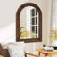 Élégant miroir mural arqué avec cadre en bois de pin - couleur brun foncé, conception murale ou inclinée polyvalente pour la chambre à coucher, le vestibule et le salon-1939713232-1939713244