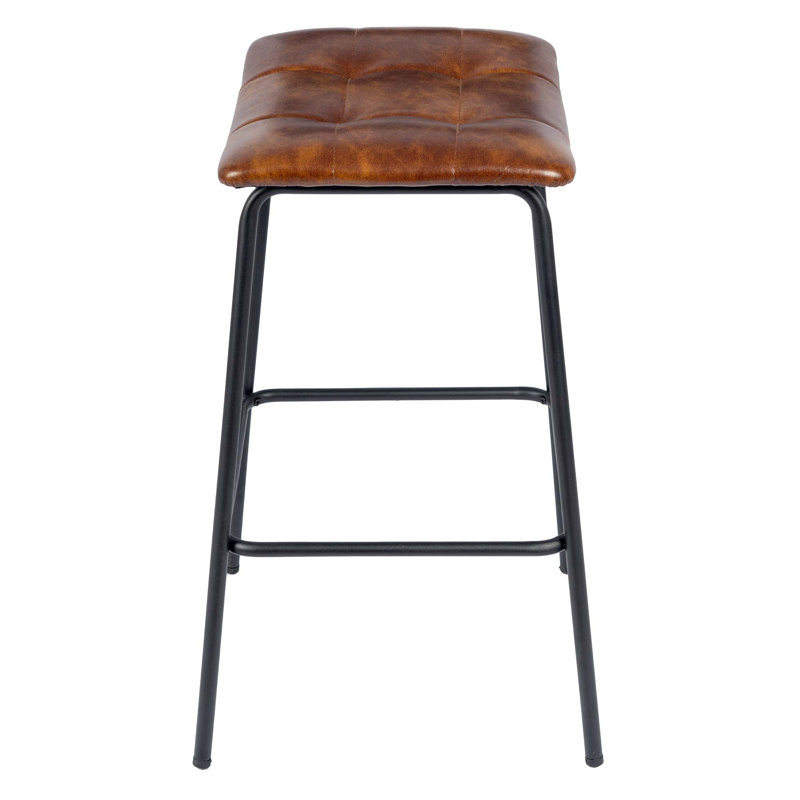 Camryn Upholstered Bar Stool with Iron Frame, Yellowish Brown