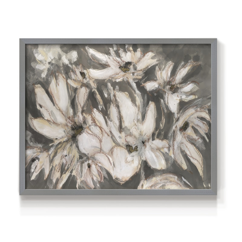 Embellished Magnolia I -Framed Print - Restickable, 22" H x 28" W, Gray