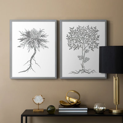 Reproduction encadrée de qualité supérieure de B&W Plant Speciment III - prête à être accrochée - aucun clou requis - aucun clou requis